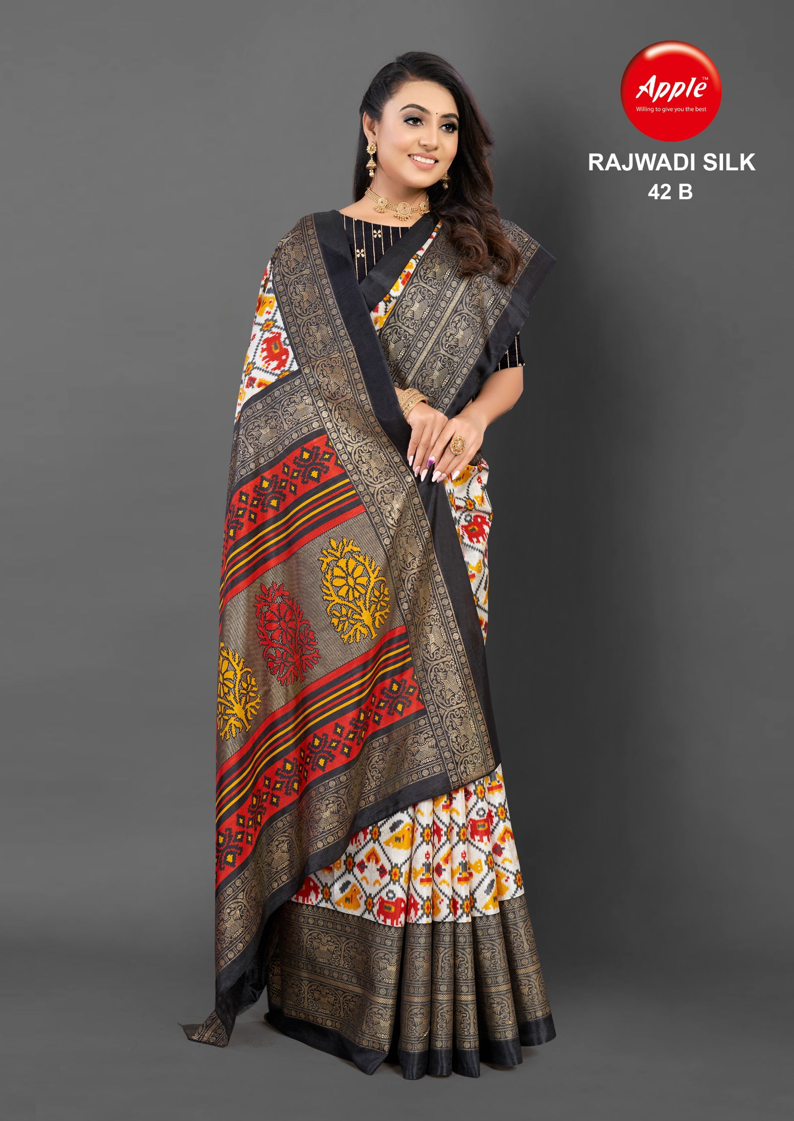 Rajwadi Silk 42 By Apple Dola Silk Printed Sarees Wholesale Market In Surat
